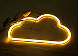 Настінний неоновий світильник нічник Хмара хмаринка жовтий, фото 9
