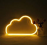 Настінний неоновий світильник нічник Хмара хмаринка жовтий, фото 4