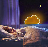 Настінний неоновий світильник нічник Хмара хмаринка жовтий, фото 6