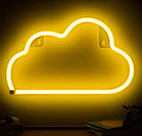 Настінний неоновий світильник нічник Хмара хмаринка жовтий, фото 5