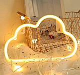 Настінний неоновий світильник нічник Хмара хмаринка жовтий, фото 10