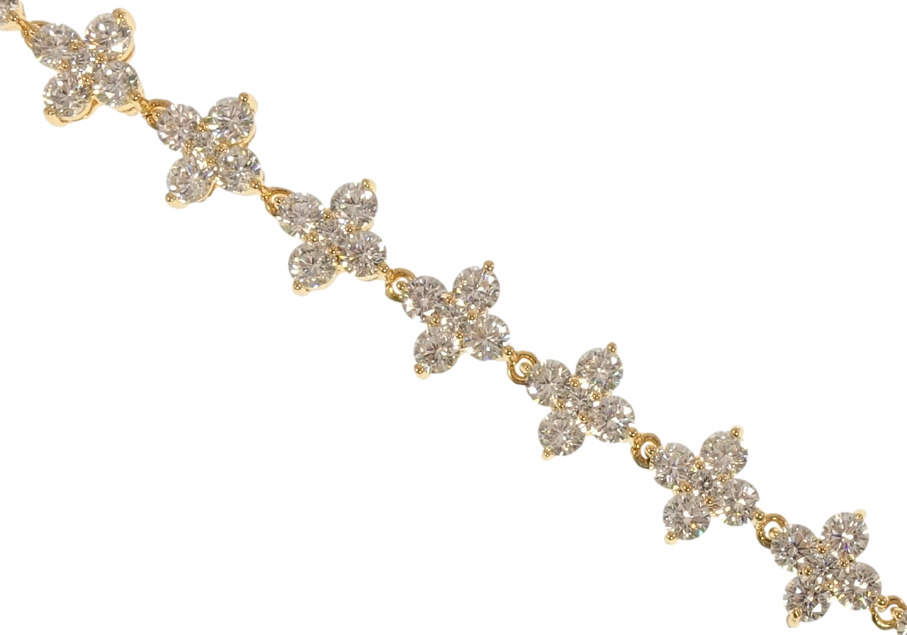 Браслет Xuping Позолота 18K "Кристальні квіточки" довжина з дод. замком 17,19см х 9мм