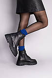 Черевики жіночі шкіряні чорного кольору на хутрі, фото 2