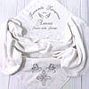 Іменна крижма для хрестин 100x100 см з індивідуальною вишивкою імені, дати та янголів, фото 5