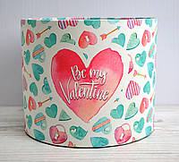 Флористическая шляпная коробка D14см Be my Valentine мятная