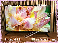 Безрамочный Samsung TV Smart 55 + T2 / Wi-Fi / Youtube / Android 13 / Ultra HD 4K