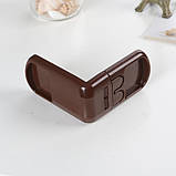 Замок блокіратор кутовий від дітей (двокнопочний) коричневий, фото 3