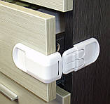 Замок блокіратор кутовий від дітей (двокнопочний) коричневий, фото 2