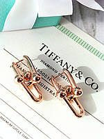 Сережки у стилі Tiffany&Co. Двосекційні Hardware рожеве золото кольору
