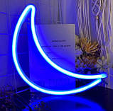 Настінний неоновий світильник нічник Місяць синій, фото 8