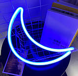 Настінний неоновий світильник нічник Місяць синій, фото 10