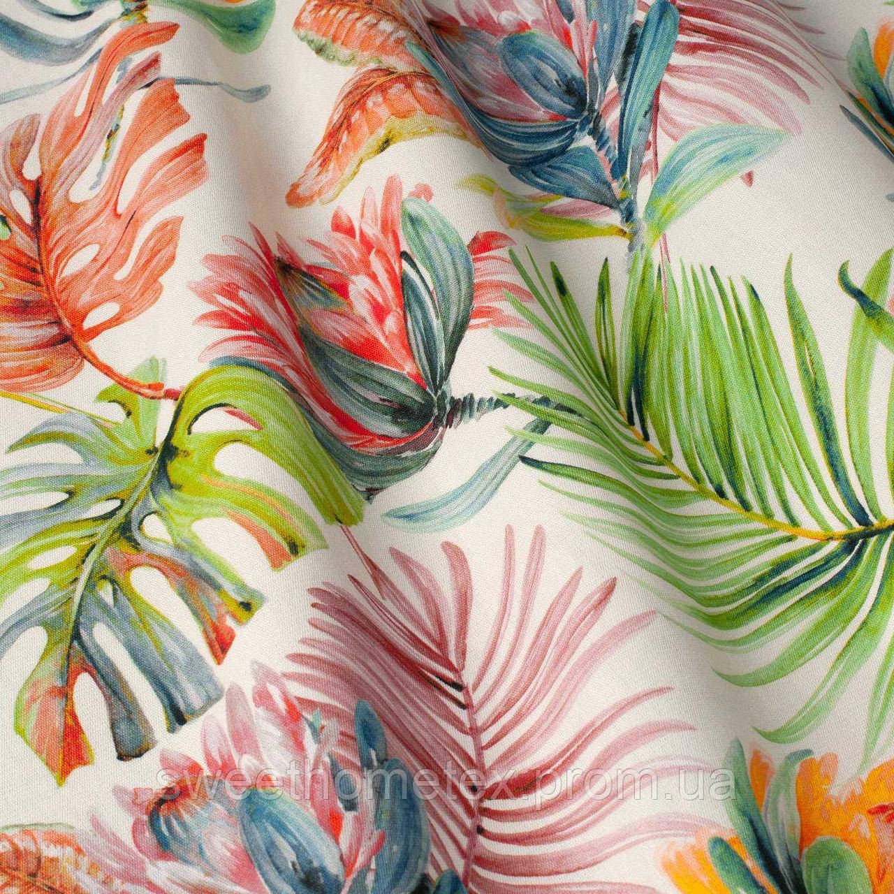 Тканина дралон вулична тканина для гойдалки маркиз парасольок вуличних штор листя великі різнобарвні та квіти