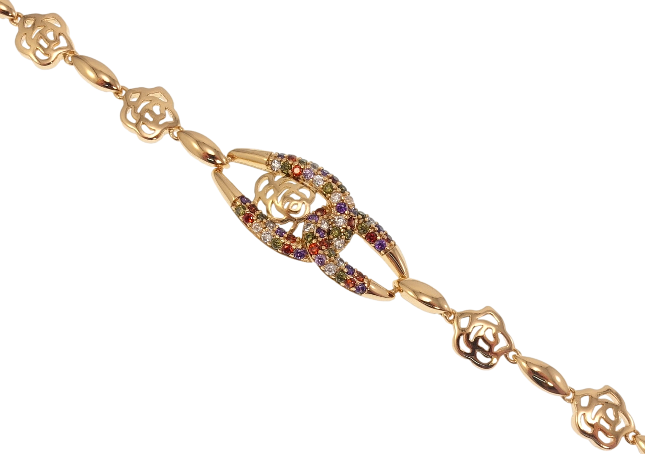 Браслет Xuping Позолота 18K "Роза з петельками з кольоровим цирконієм" довжина з дод. замком 17,19см х 4-13мм