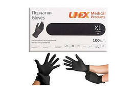 Рукавички однарозові нітрил чорні ХL - Unex Medical 100 шт. (18170)