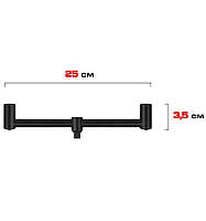 Алюминиевый буз бар на 2 карповых удилища World4Carp 25 см с резьбой стандартного размера