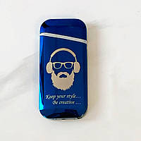 USB зажигалка синяя c двумя дугами: Храни свой стиль