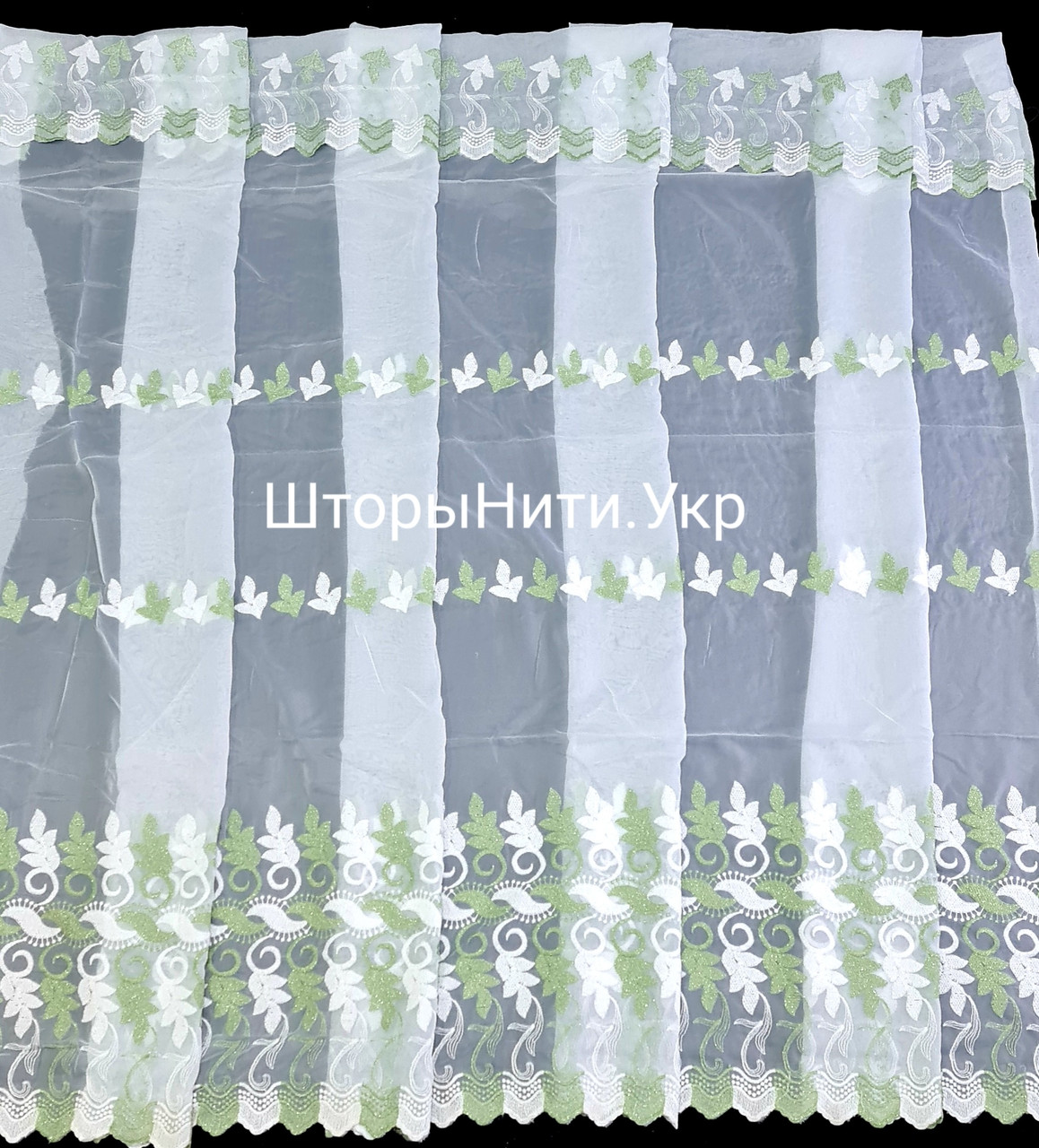 Тюль Короткий с Вышивкой.Тюль в Кухню до Подоконника, Цвет Белый с ...