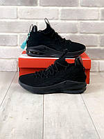 Модные качественные демисезонные кроссовки N!ke LeBron 15 Black чёрные
