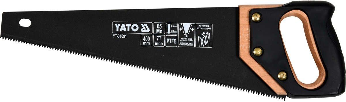 Ножівка по дереву 400 мм/ 7 зубів/1"/ полотно t= 1 мм/ вкрите PTFE Yato YT-31091 (Польща), фото 1