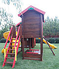 Дитячий майданчик з дерева з гвинтовою гіркою і спортивними елементами, фото 7