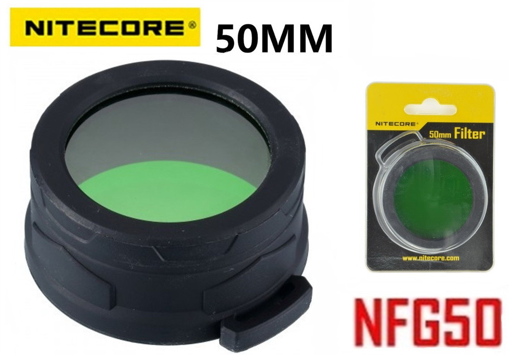 Світловий Фільтр для ліхтарів Nitecore NFG50 Зелений, 50мм, ударостійкий (P30 P36 TM06 TM06S MT40 MT40GT та ін.)