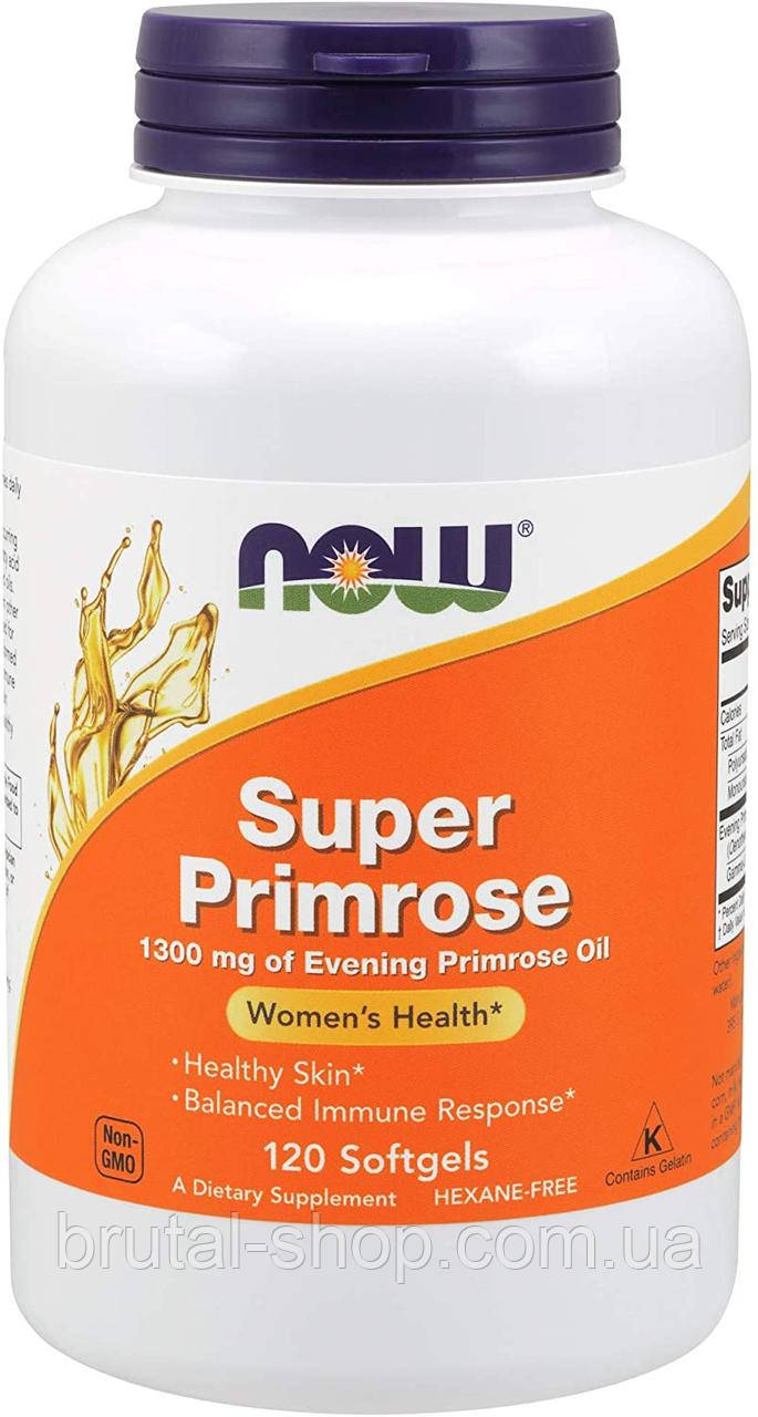 Олія вечірньої примули, Now Foods Super Primrose 1300mg (120caps)