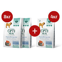 АКЦІЯ! Optimeal сухий гіпоалергенний корм для собак середніх і великих порід с лососем 8КГ + 4КГ