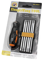 Набір викруток "XiongLiWang" 9831, у наборі: викрутка та 6 двосторонніх насадок.