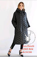 Подовжене демісезонне стьобане жіноче пальто з каптуром Lora Duvetti LC-22905 №04 чорне