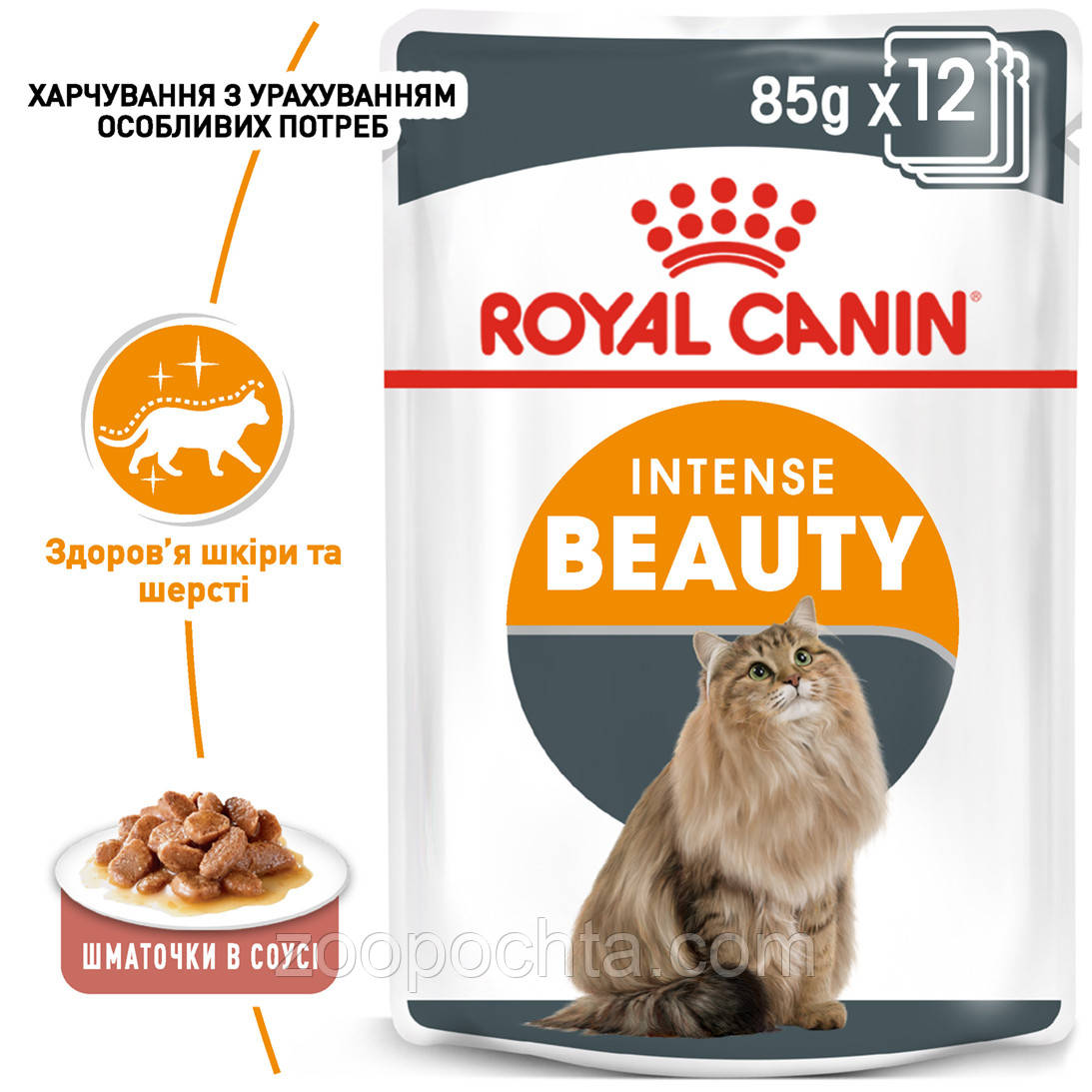 Вологий корм Royal Canin Intense Beauty для кішок (у соусі) 0,085КГ 12 шт.