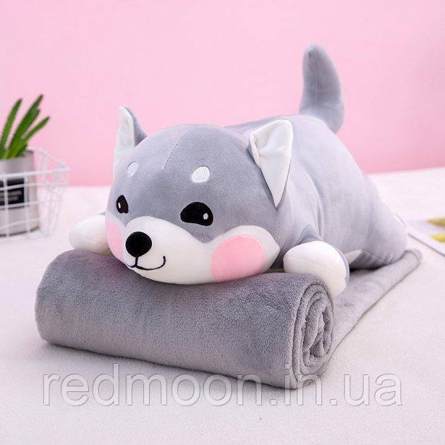 Іграшка Подушка Плед 3 в 1 Песик 50 см / М'яка плюшева іграшка собака, фото 1