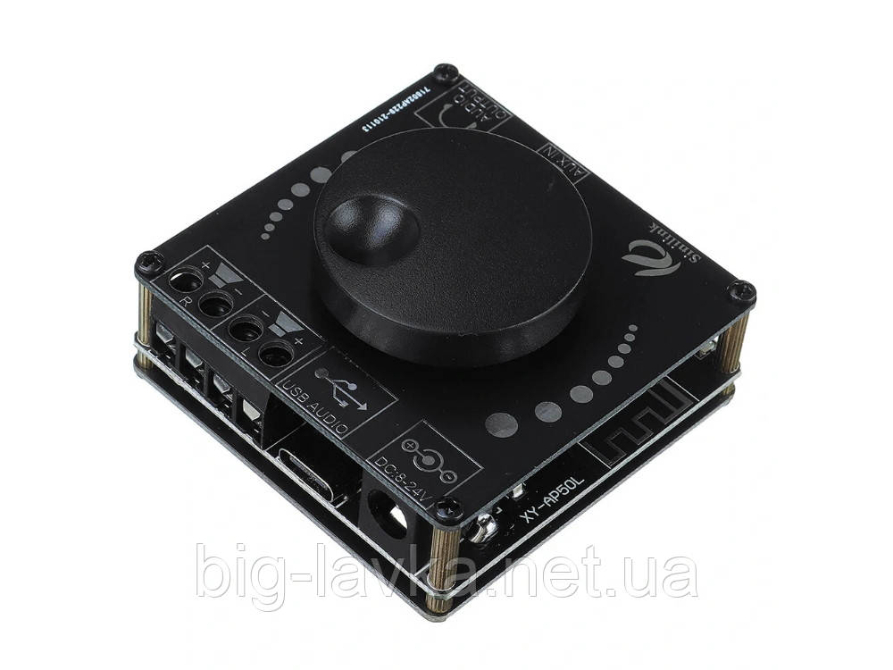 Аудіо підсилювач AP50L з Bluetooth 50 Вт x 2 jack 3.5 мм AUX USB-C Чорний