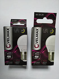 LED ЛАМПА VELMAX V-G45, 4 W, E27, 3000 K, 360LM, КУТ 220°