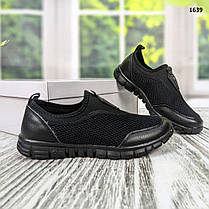 Кросівки мокасини сітка підліткові чорні SUBA на пенковой підошві 1639, фото 5