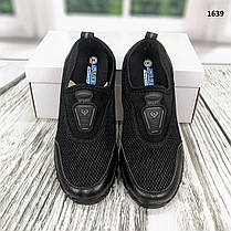 Кросівки мокасини сітка підліткові чорні SUBA на пенковой підошві 1639, фото 3