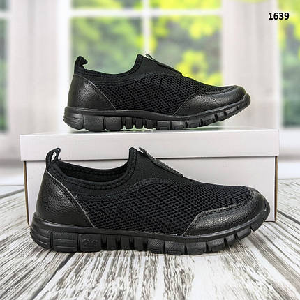 Кросівки мокасини сітка підліткові чорні SUBA на пенковой підошві 1639, фото 1