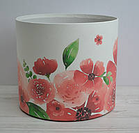 Флористическая шляпная коробка D20см цветы красные