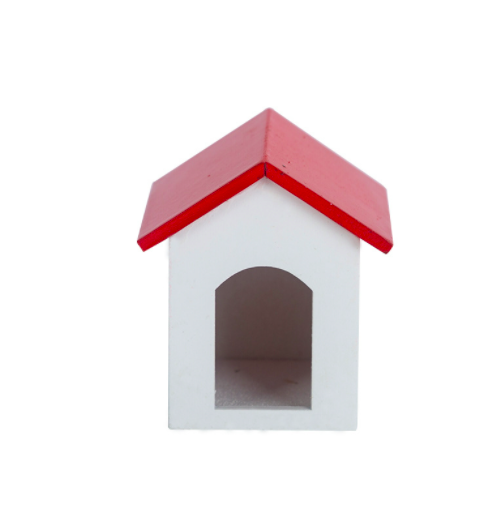 Мініатюра Будка для собаки 6*5.2*5.3 см Біла з червоним, фото 1