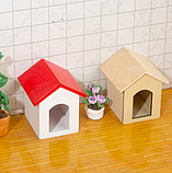Мініатюра Будка для собаки 6*5.2*5.3 см Біла з червоним, фото 2