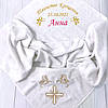 Іменна махрова крижма з вишивкою "Таїнство хрещення", хрест, ангели, ім'я хлопчика (100х100 см, 100% бавовна), фото 5