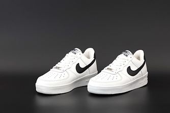 Жіночі кросівки Nike Air Force 1 white One Найк Аїр Форси чорно-білі кеди низькі шкіряні весна-осінь