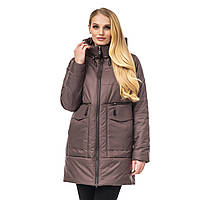 Удлиненная куртка женская демисезонная большого размера 44-56 шоколад