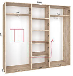 Шафа-купе 2600х450х2100 Алекса - 3 фасада купити в Україні