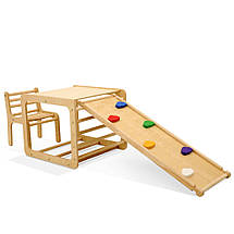 Комплект дитячих меблів з гіркою дерев'яний для малюків від двох років SportBaby «Кубик», фото 3