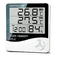 Электронный цифровой термометр гигрометр с выносным датчиком и часами Uchef HTC-2, версия 2