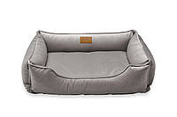 Лежак для Собак Котов и Кошек Dreamer Velour Gray с бортами со съемным чехлом серый мягкая лежанка