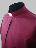 Сорочка для священників бордового кольору з коротким рукавом, фото 2