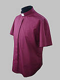 Сорочка для священників бордового кольору з коротким рукавом, фото 3