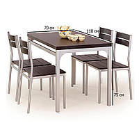 Обеденный комплект для кухни стол и 4 стула Halmar Malcolm 110х70 см венге на серых металлических ножках