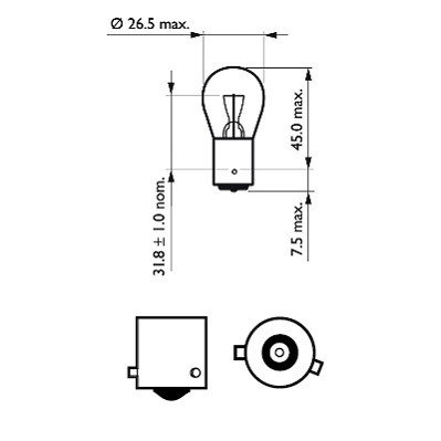 Автомобильная лампа накаливания указателя поворота 12V 21W PR21W BAW15s одноконтактная PHILIPS 12088 CP - фото 3 - id-p1575377897